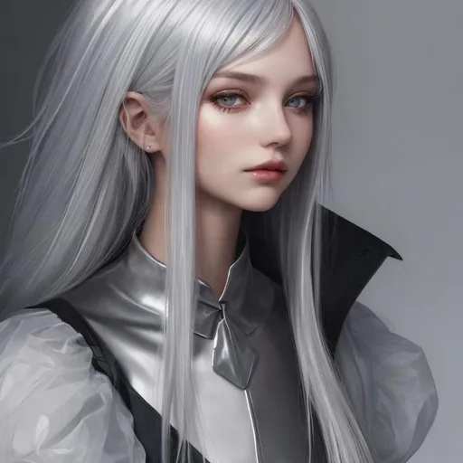 Prompt: silver haired girl