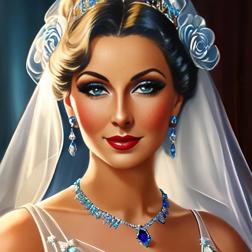 Prompt: Glamorously dressed lady of rhe 1930's wearing sapphire jewelry,blue eyes