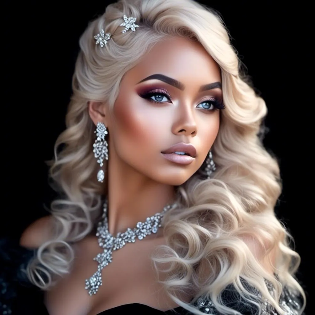 Prompt: <mymodel>beautiful makeup and hair on a gorgeous black woman