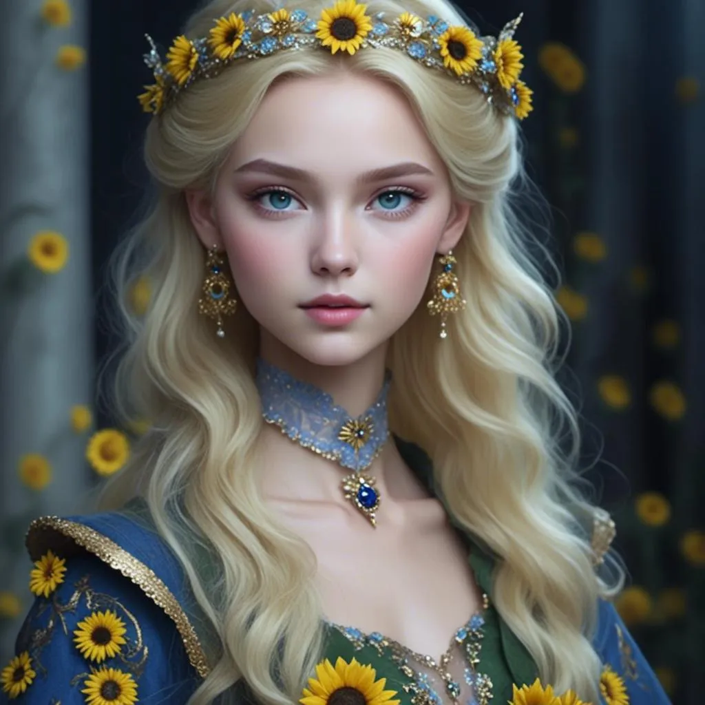 Prompt: <mymodel>Fairy princess of sunflowers