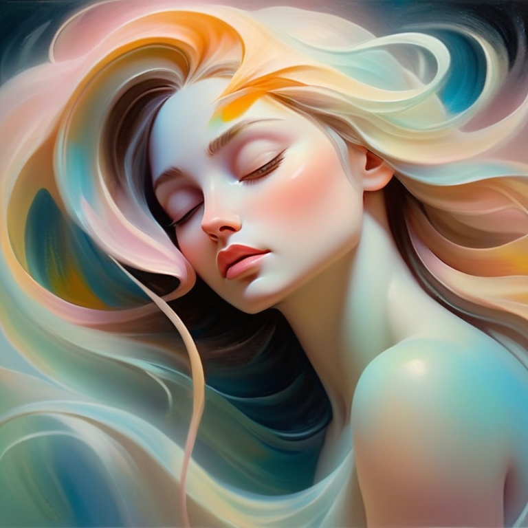 Prompt: Ethereal oil painting of a serene goddess, flowing pastel brushstrokes, surreal ethereal beauty, divine radiance, high quality, oil painting, serene beauty, pastel tones, soft lighting