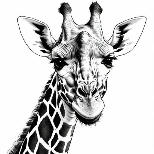 Prompt: Coloring book art of a giraffe