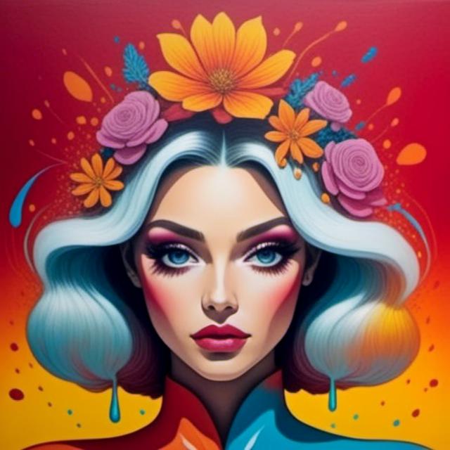 Prompt: <mymodel>Flower Siren graffiti art, splash art, street art, spray paint, oil gouache melting, acrylic, high contrast, colorful polychromatic, ultra detailed, ultra quality, CGSociety