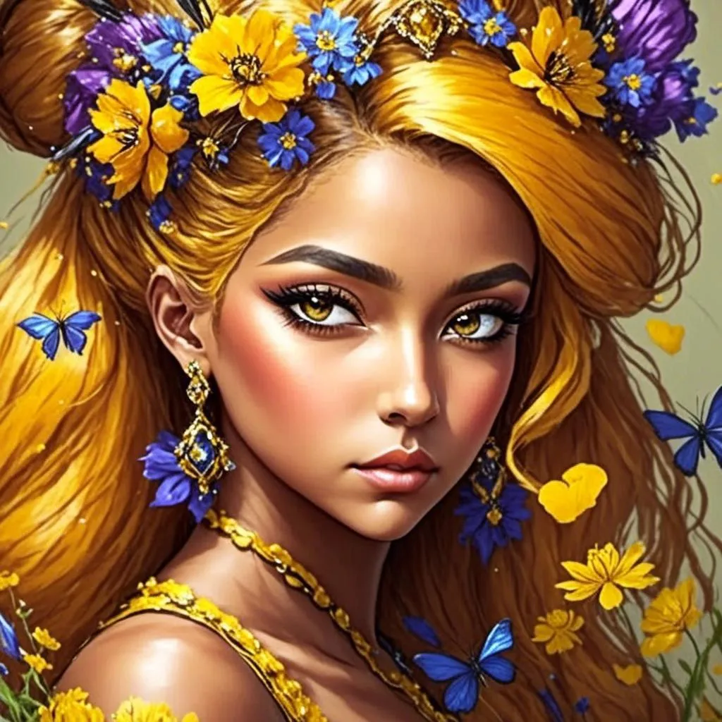 Prompt: <mymodel>a fairy of spring, ,wildflowers, vivid colors, closeup