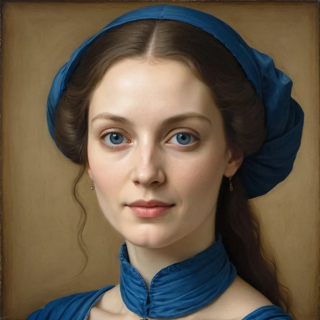 Prompt: portrait of a lady  wearing blue in the style of Leonardo Da Vinci