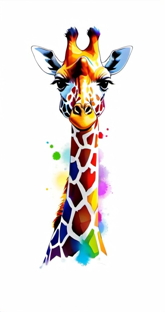 Prompt: Giraffe in vivid colors