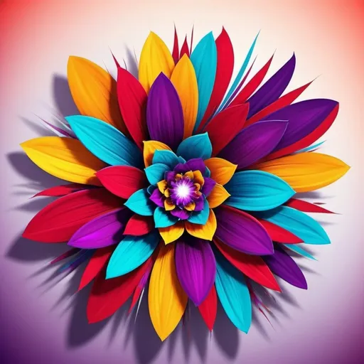 Prompt: Vibrant abstract digital artwork of flowers, dazzling colors, dynamic composition, high energy, modern digital art, vibrant, abstract, digital, high energy, dynamic composition, best quality, colorful, vivid tones, professional lighting