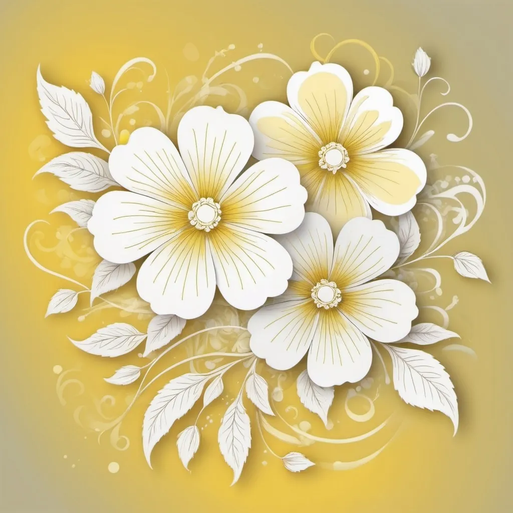 Prompt: A delicate floral abstract design for bliss.... a pretty and beautiful design.... yellow colour. White background.... line art. Vector image