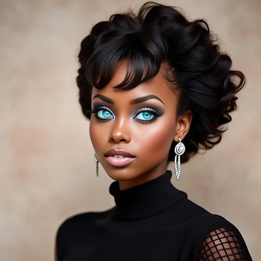 Prompt: <mymodel>60s makeup and hair on a black girl