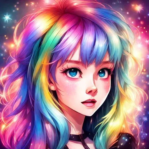 Prompt: colorful girl, twinkles