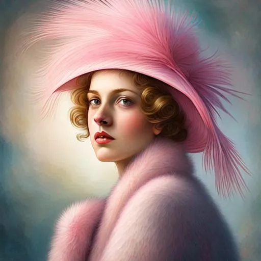 Prompt: Lady with pink hat