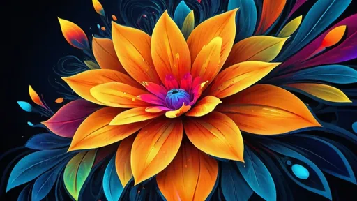 Prompt: Vibrant abstract digital artwork of flowers, dazzling colors, dynamic composition, high energy, modern digital art, vibrant, abstract, digital, high energy, dynamic composition, best quality, colorful, vivid tones, professional lighting