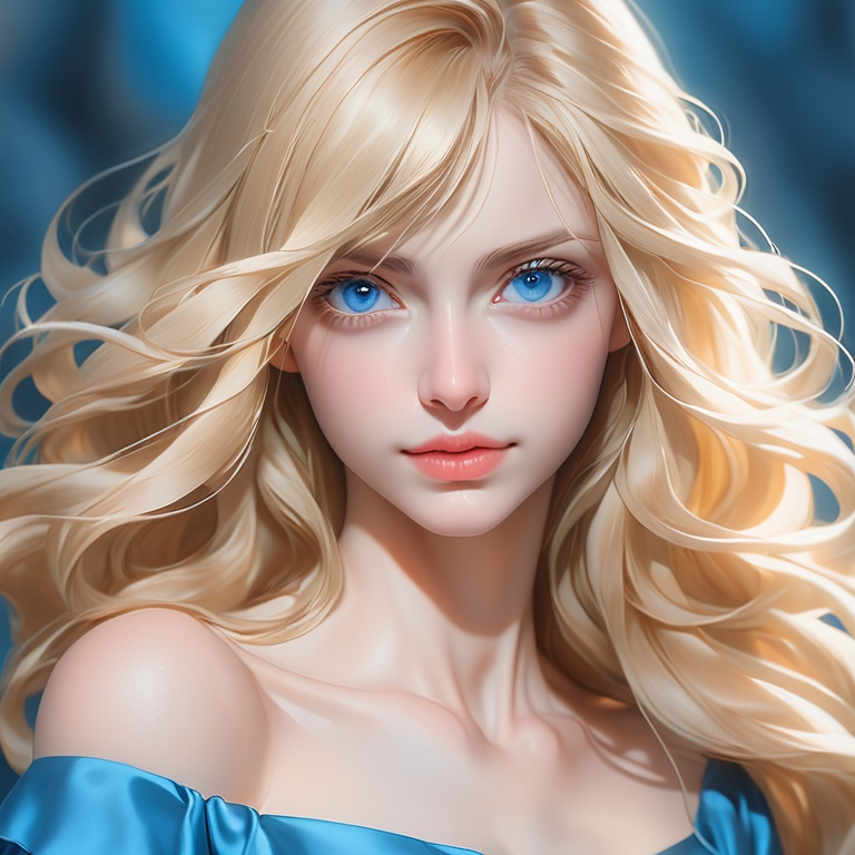 Prompt: A blonde woman, angulat features, blue eyes