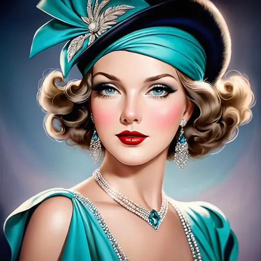 Prompt: Glamorously dressed lady of rhe 1930's