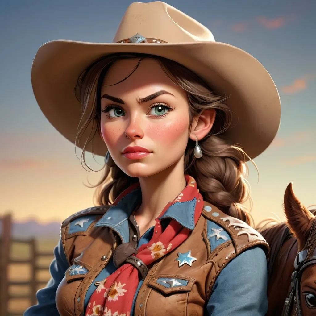 Prompt: A cowgirl