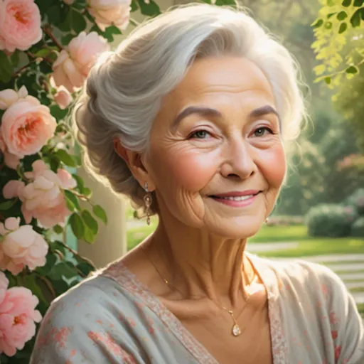 Prompt: <mymodel>Beautiful elderly woman, oil painting, serene garden setting, graceful posture, soft and warm lighting, vibrant colors, detailed wrinkles, gentle smile, high quality, oil painting, serene, graceful, vibrant colors, detailed, warm lighting, elderly, woman