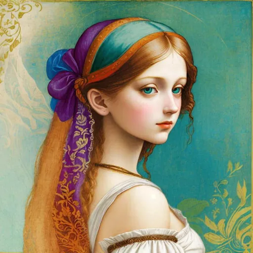 Prompt: colorful image of a young lady in the style of leonardo da Vinci