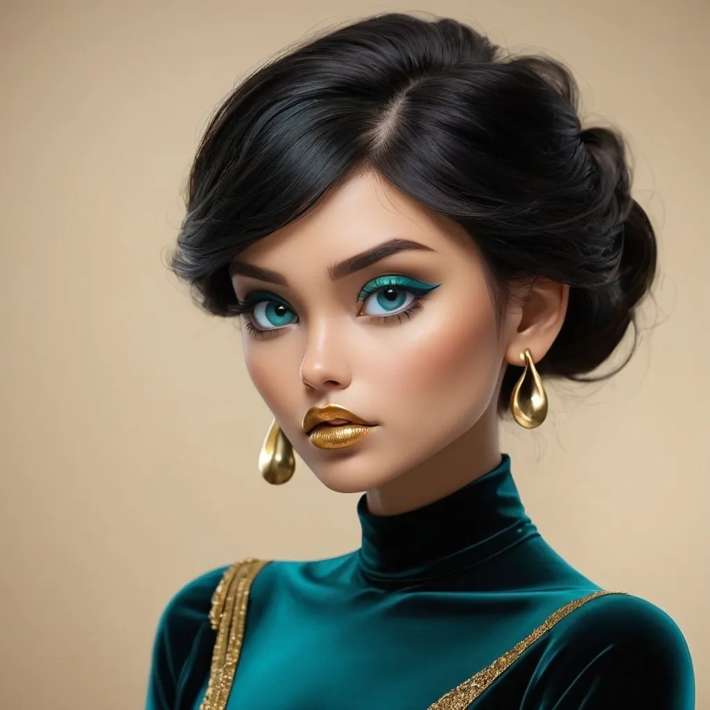 Prompt: <mymodel> Teal and gold beauty