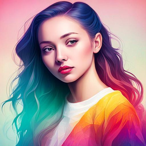 Prompt: colorful image of a young lady