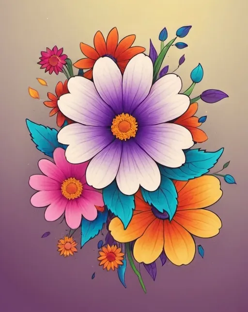 Prompt: vibrantly colored flowers