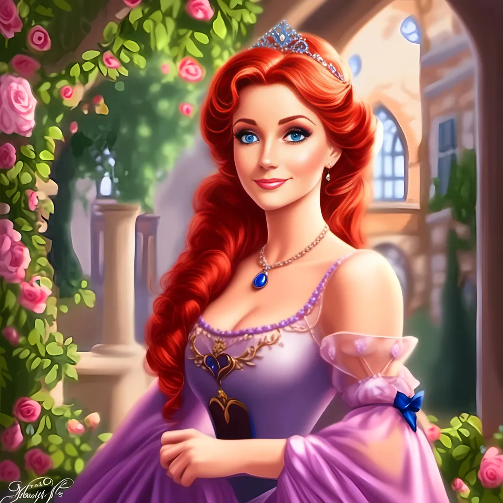 Prompt: <mymodel>a realistic feminine princess, Rapunzel, but with red hair, HD
