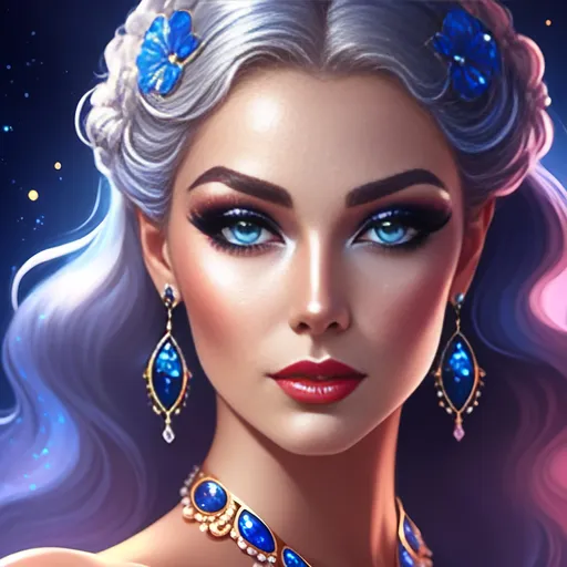 Prompt: <mymodel>Cosmic Epic Beautiful Nebula (Beautiful melancholy {goddess}female liquid satin}, Beautiful and Gorgeous