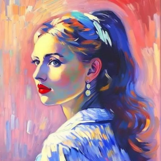Prompt: A woman painted in the style of Vincent Van Gogh