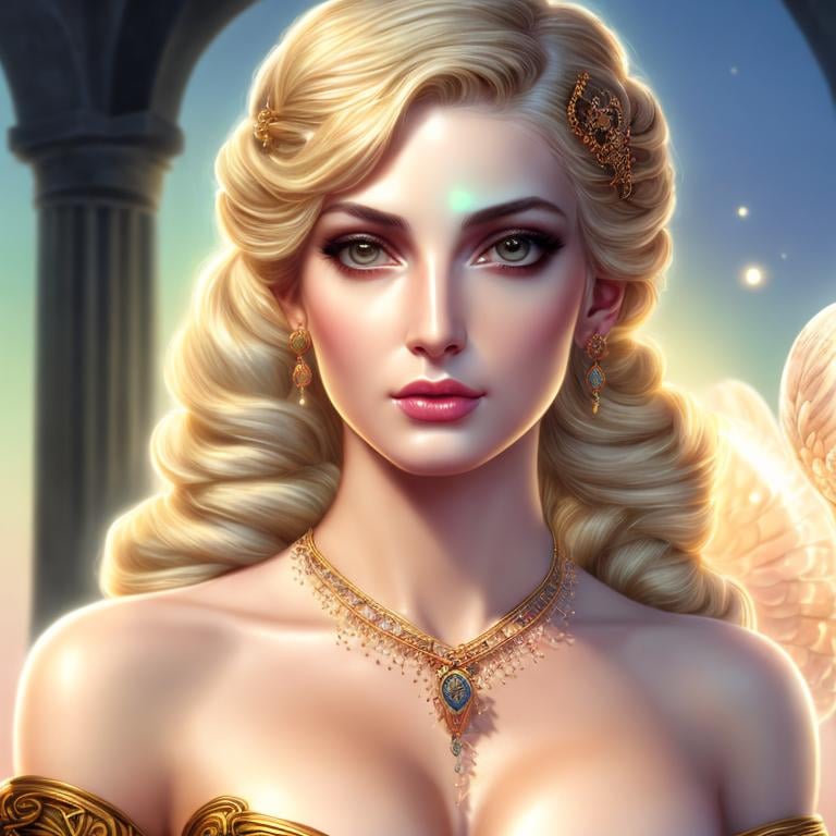 Prompt: HD 4k 3D, hyper realistic, professional modeling, ethereal Greek goddess of alchemy, blonde pigtail hair, black skin, enchanting gown, gorgeous face, stone jewelry and diadem, full body, ambient glow, medicine maker, working with potions cures, and herbs, detailed, elegant, ethereal, mythical, Greek, goddess, surreal lighting, majestic, goddesslike aura