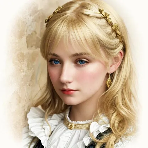 Prompt: A blonde girl of the gilded age