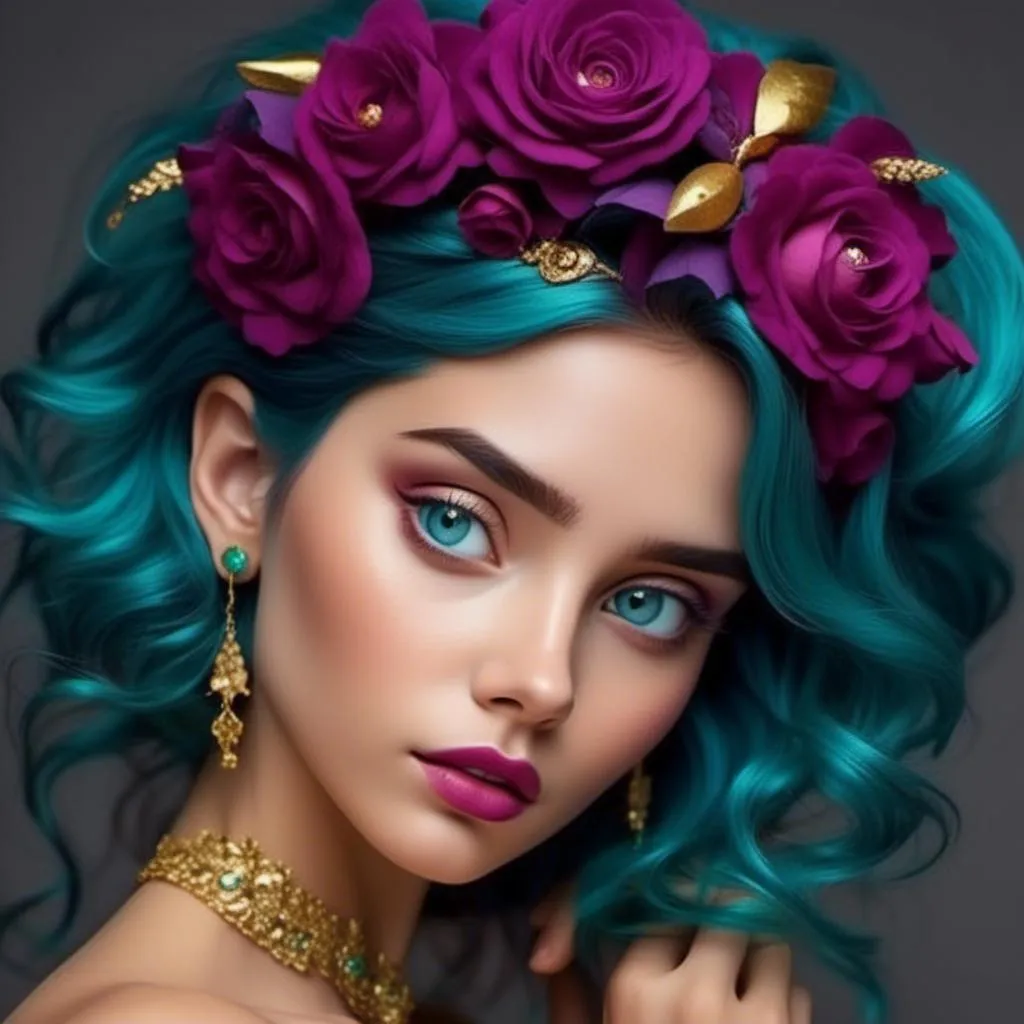 Prompt: <mymodel> Teal and gold beauty