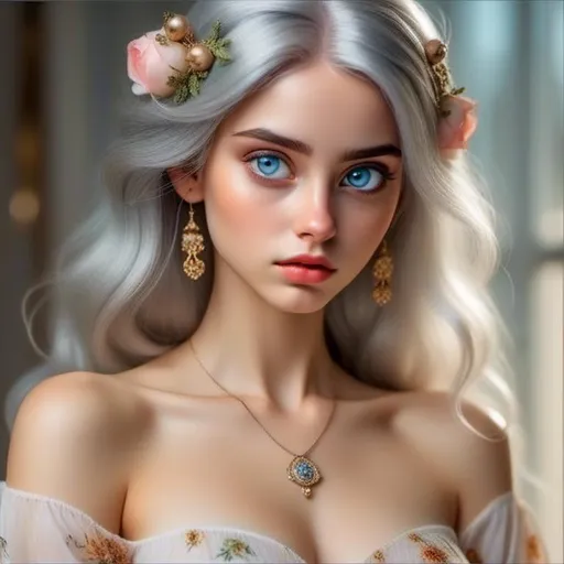 Prompt: <mymodel>Nataasha-Beautiful woman with flowers, oil painting, detailed fiery eyes, ethereal glow, dark and mysterious, high quality, vibrant colors, surreal, haunting, intricate floral details, intense gaze, mystical atmosphere, oil painting, demon, hybrid, fiery eyes, ethereal, vibrant colors, surreal, haunting, floral details, intense gaze, mystical atmosphere