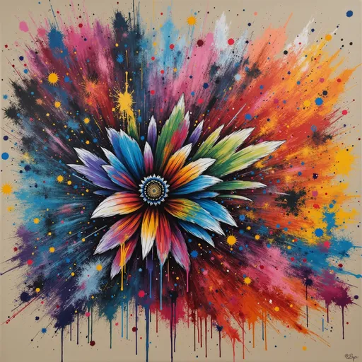 Prompt: Flower Siren graffiti art, splash art, street art, spray paint, oil gouache melting, acrylic, high contrast, colorful polychromatic, ultra detailed, ultra quality, CGSociety