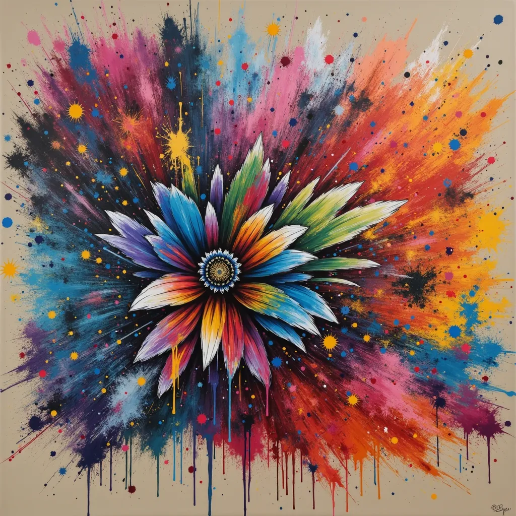 Prompt: Flower Siren graffiti art, splash art, street art, spray paint, oil gouache melting, acrylic, high contrast, colorful polychromatic, ultra detailed, ultra quality, CGSociety