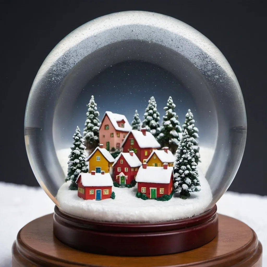 Prompt: A small village in a snowglobe