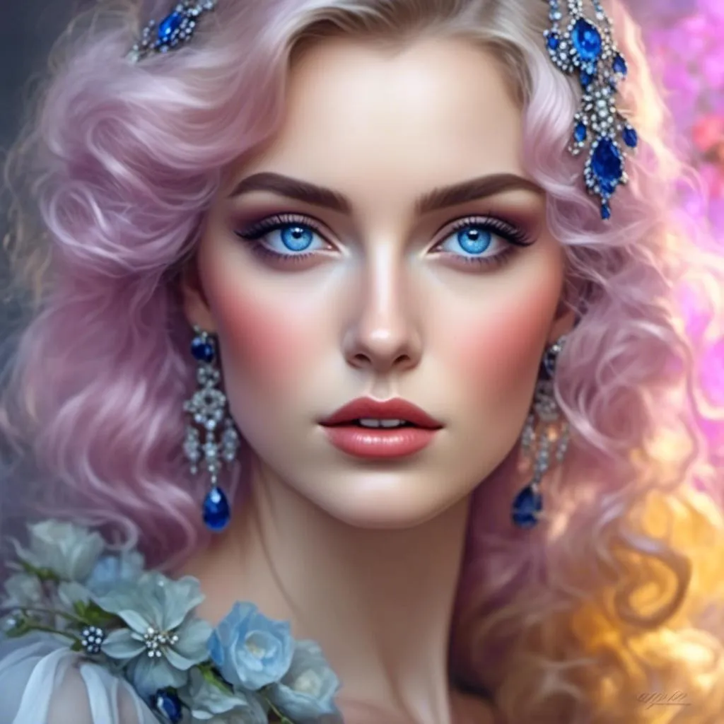 Prompt: <mymodel>Glamorously dressed lady of rhe 1930's wearing sapphire jewelry,blue eyes