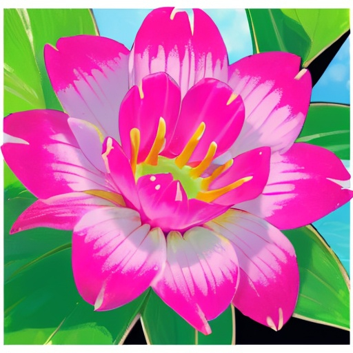 Prompt: Bright pink tropical flower