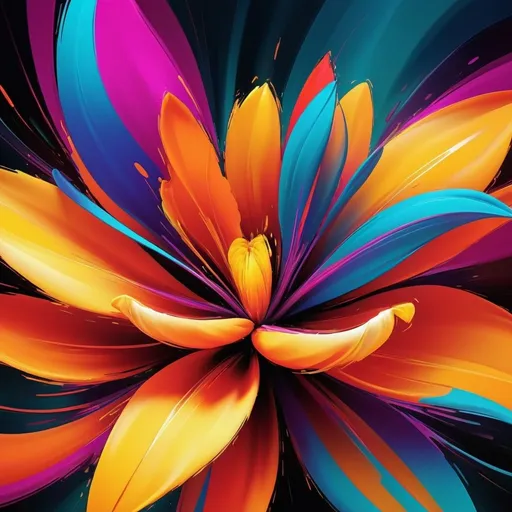 Prompt: Vibrant abstract digital artwork of flowers, dazzling colors, dynamic composition, high energy, modern digital art, vibrant, abstract, digital, high energy, dynamic composition, best quality, colorful, vivid tones, professional lighting