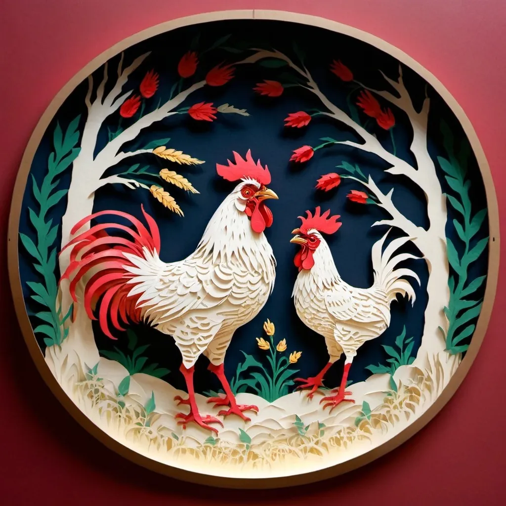 Prompt: Folk art rooster 