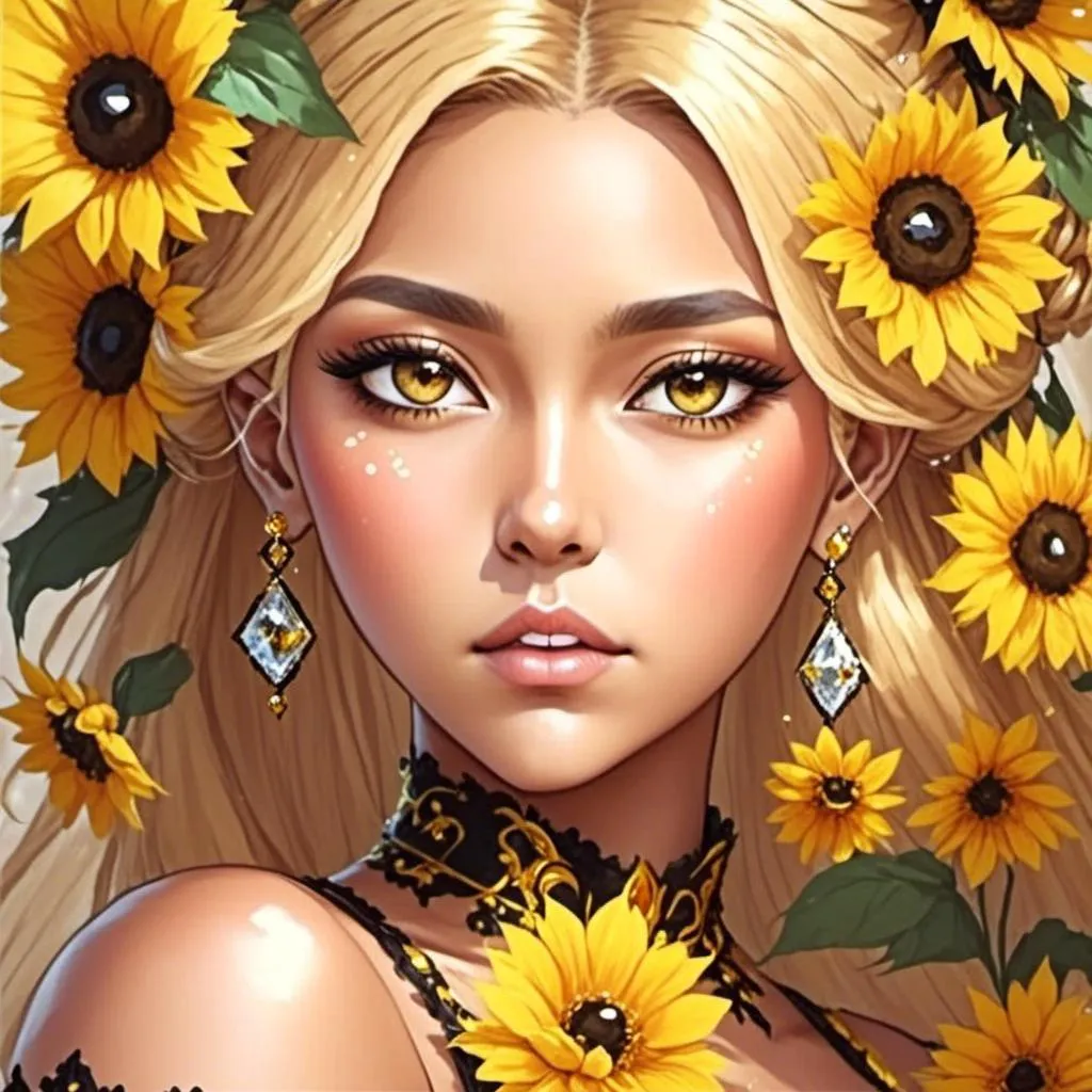 Prompt: <mymodel>Fairy princess of sunflowers