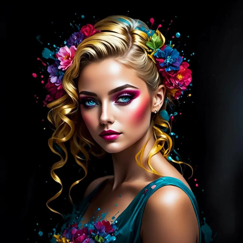 Prompt: <mymodel>Flower Siren graffiti art, splash art, street art, spray paint, oil gouache melting, acrylic, high contrast, colorful polychromatic, ultra detailed, ultra quality, CGSociety