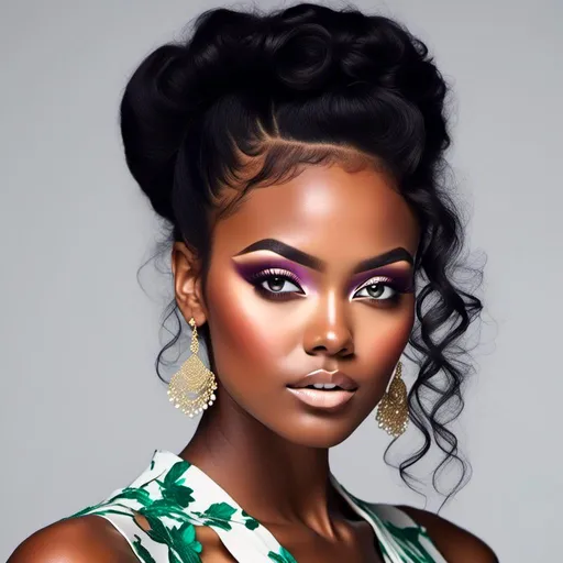 Prompt: <mymodel>beautiful makeup and hair on a gorgeous black woman