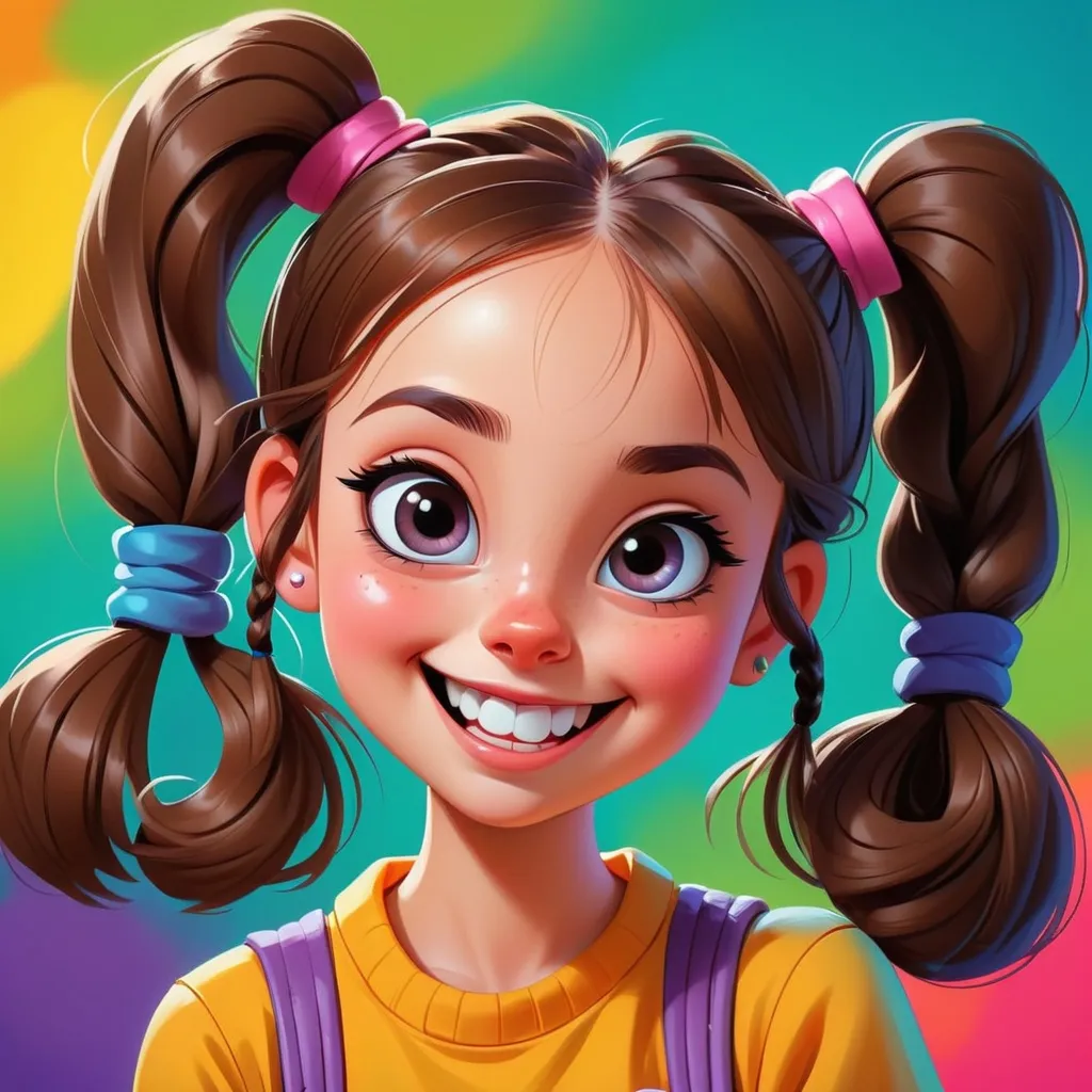 Brown Skin Toddler Girl with Pony Tails Barrettes Light Brown Eyes with a  Rainbow Background · Creative Fabrica