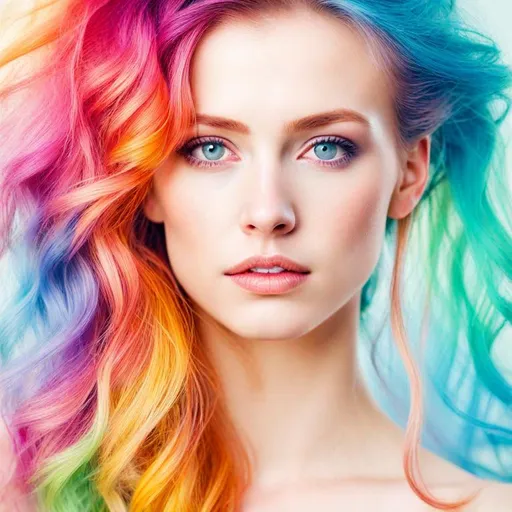 Prompt: colorful image of a young lady