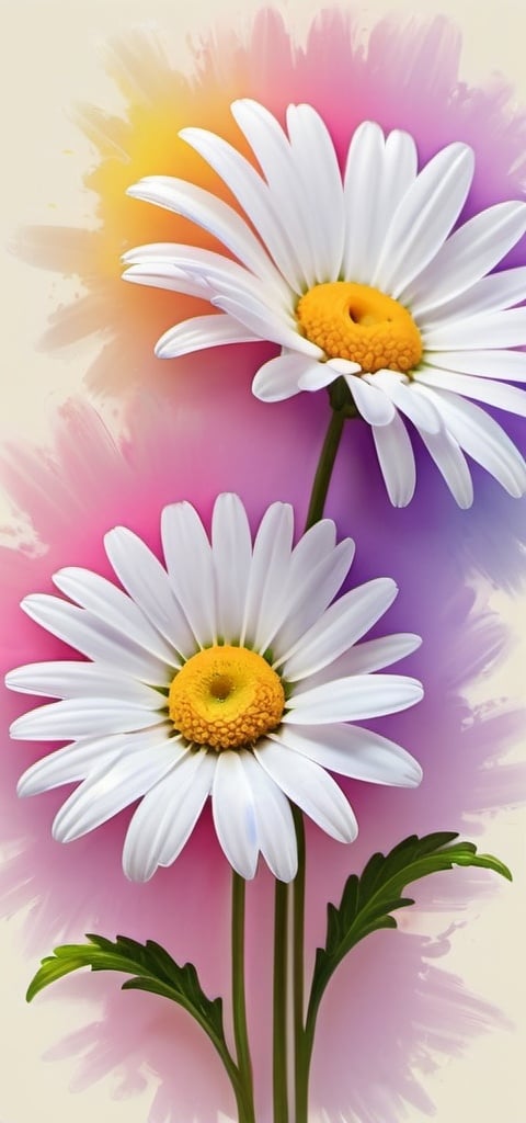 Prompt: Vibrant digital painting of a charming daisy, intricate petal details, fresh and lively colors, soft natural lighting, high quality, digital painting, vibrant colors, detailed petals, fresh, natural lighting