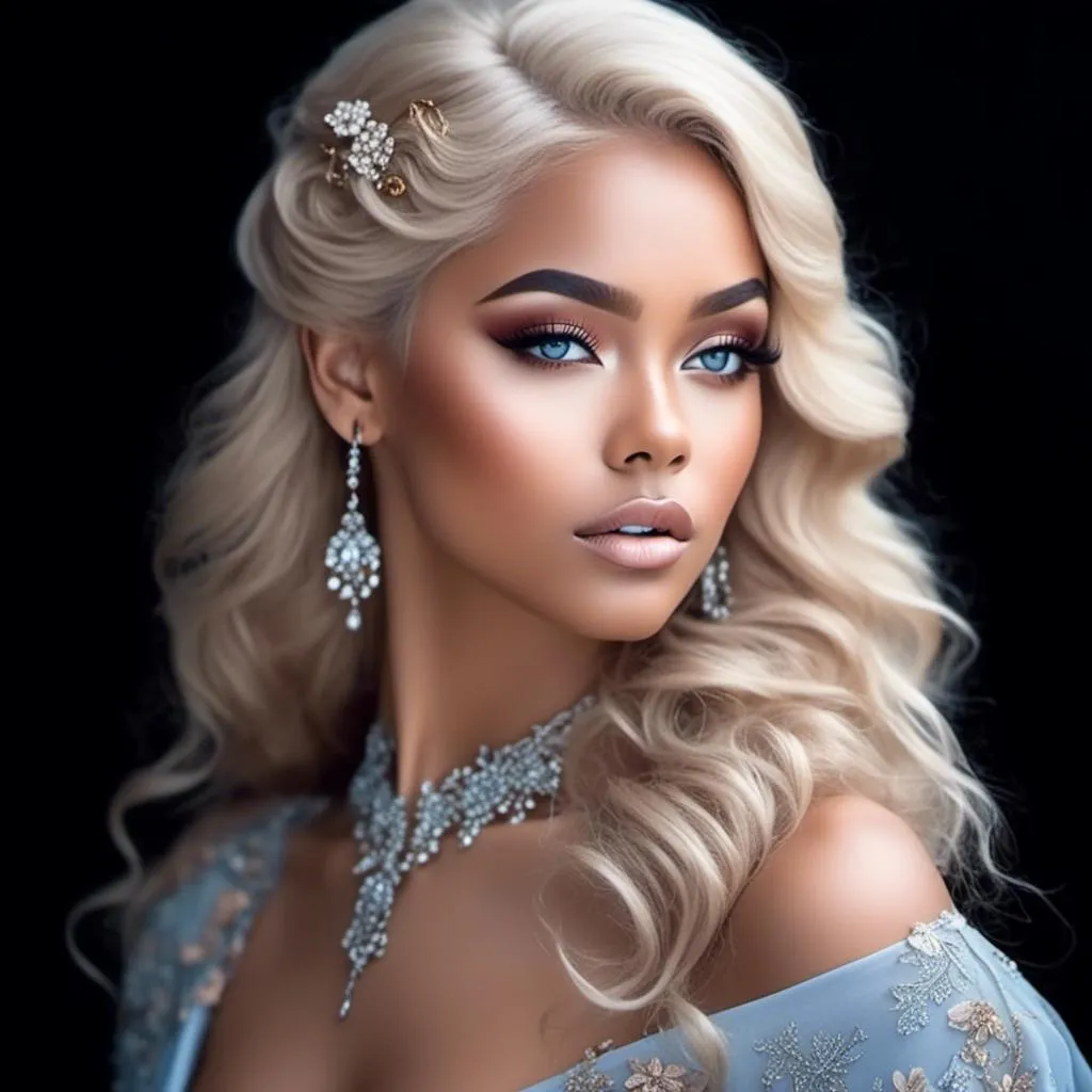 Prompt: <mymodel>beautiful makeup and hair on a gorgeous black woman