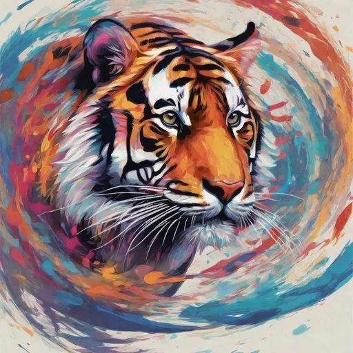 Prompt: A tiger in swirling colors