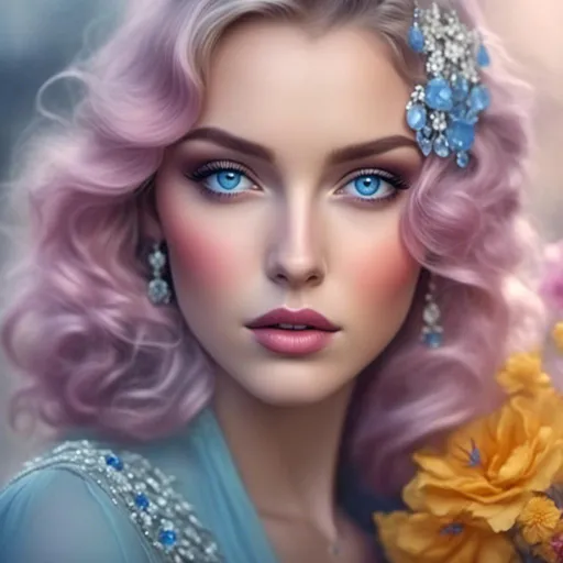 Prompt: <mymodel>Glamorously dressed lady of rhe 1930's wearing sapphire jewelry,blue eyes