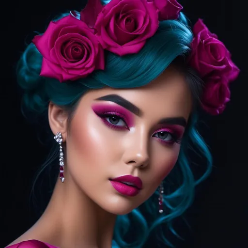 Prompt: <mymodel>A beautiful woman in a color scheme of magenta
