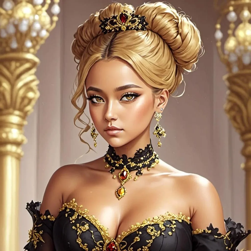 Prompt: <mymodel> Beautiful and elegant lady. Hair in a fancy updo