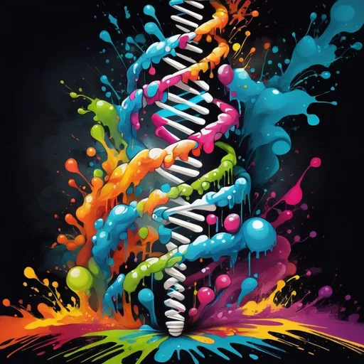 Prompt: Colorful graffiti illustration of a DNA
Natural pattern You are the remote, which reality do you see right now in this moment. 
self love, self power, educate your self. Fractals  vibrant paint splashes, vector t-shirt art, high quality, graffiti style, vibrant colors, dynamic pose, detailed scales, expressive eyes, white background, vector art, professional, bright lighting